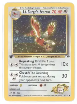 2000 Pokemon Gym Heroes LT. Surge's Fearow Holo Rare 1st Edition #7/132 - Image 1
