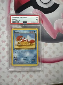 1999 PSA 7 Pokemon Fossil Krabby #51 1st Edition Graded - Image 1