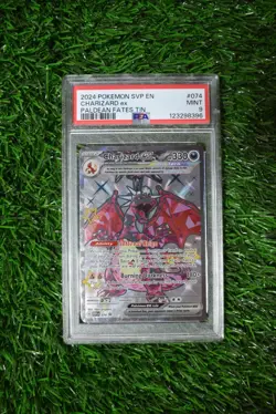 2024 PSA 9 Pokemon SVP EN Charizard ex BSP 074 FA Promo Card Paldean Fates Tin - Image 1