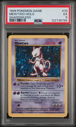 Mewtwo Shadowless Holo Card 010/102 Base Set Psa 5 Slab Pokemon 1999 Rare Wotc - Image 3