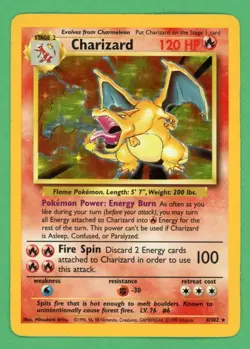 Charizard Pokemon Base Set Unlimited Holo Rare 4/102 MP/HP (B) - Image 1