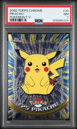 2000 TOPPS CHROME POKEMON T.V. #25 PIKACHU PSA 7 - Image 1