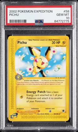 2002 POKEMON EXPEDITION #58 PICHU PSA 10 - Image 1