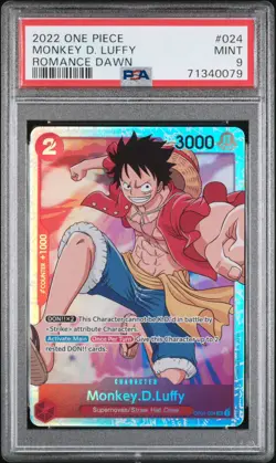 OP01-024 Monkey D. Luffy SR Romance Dawn One Piece Card Game English PSA 9 - Image 1