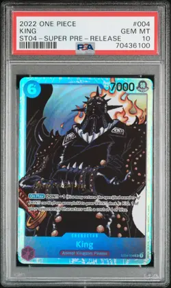 2022 ONE PIECE SUPER PRE-RELEASE ST04-ANIMAL KINGDOM PIRATES #004 KING PSA 10 - Image 1