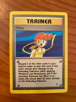 Misty 102/132 Gym Heroes Unlimited Non-Holo Rare WoTC Pokemon TCG Card 2000 NM - Image 1
