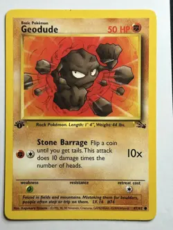 Geodude 1st Edition Fossil 47/62 MP Pokemon Card - Image 1