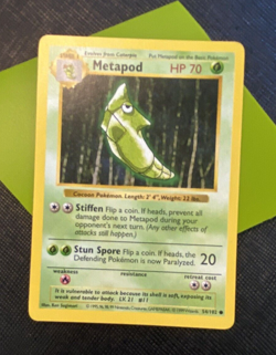 Metapod Base Set Shadowless 54/102 Regular WOTC Vintage Pokemon Card 1999 - Image 1