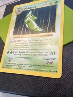 Metapod Base Set Shadowless 54/102 Regular WOTC Vintage Pokemon Card 1999 - Image 2