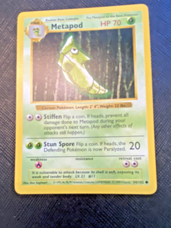 Metapod Base Set Shadowless 54/102 Regular WOTC Vintage Pokemon Card 1999 - Image 3