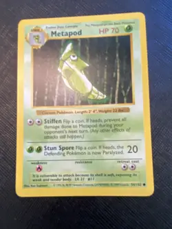 Metapod Base Set Shadowless 54/102 Regular WOTC Vintage Pokemon Card 1999 - Image 4