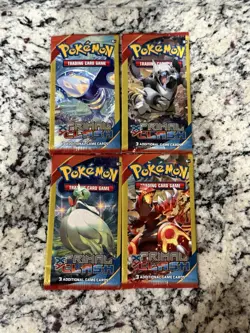 Pokemon XY Primal Clash 4 Booster Packs 4/4 Artwork New Sealed 3 Card Booster - Image 1
