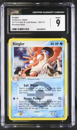 CGC 9 Kingler 2004 EX Fire Red & Leaf Green 26/112 Reverse Holo Pokemon Card - Image 1