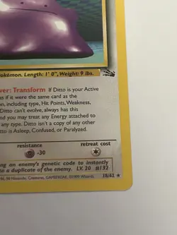Pokemon Card Fossil 1st Edition Ditto 18/62 Near Mint - Image 5