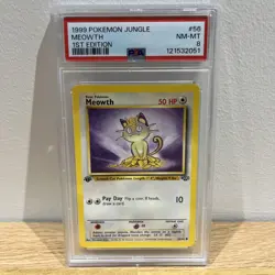 Pokemon TCG Meowth Jungle 1st Edition PSA 8 Near Mint - Image 1