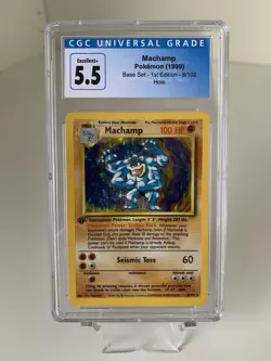 1999 Pokemon Machamp Base Set 1st Edition English #8/102 Holo - CGC 5.5 Ex.+ - Image 1
