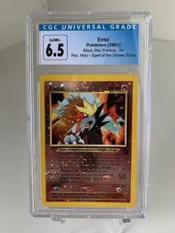 2001 Pokemon Entei Black Star Movie Promos #34 Reverse Holo - CGC 6.5 Ex/NM - Image 1