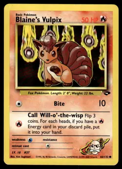 Pokemon TCG Gym Challenge #066/132 Blaine's Vulpix LP - Image 1