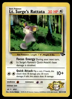 Pokemon TCG Gym Challenge #085/132 Lt. Surge's Rattata LP - Image 1