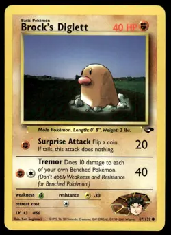 Pokemon TCG Gym Challenge #067/132 Brock's Diglett LP - Image 1