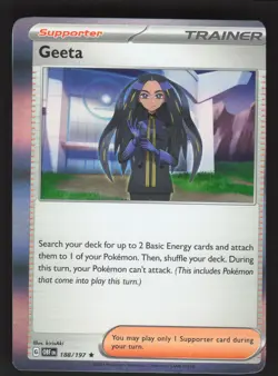 Geeta 188/197 Pokemon TCG Obsidian Flames OC MISCUT ERROR NM - Image 1