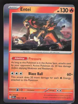 Entei 030/197 Pokemon TCG Obsidian Flames MISCUT OC ERROR NM - Image 1