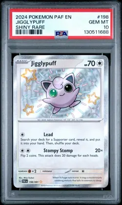2024 POKEMON PAF EN-PALDEAN FATES SHINY RARE #198 JIGGLYPUFF PSA 10 - Image 1