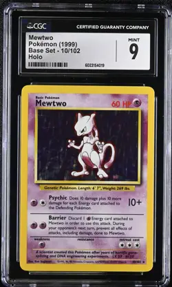 CGC 9 Mint Mewtwo 1999 Pokemon Unlimited Base Set Holo #10 - Image 1