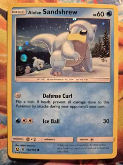 Alolan Sandshrew Holo Rare Pokemon Card, Guardians Rising, 19a/145 - Image 1