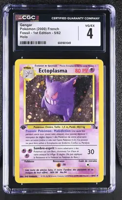 CGC 4 French Gengar 2000 Fossil 1st Edition 5/62 Holo Pokemon Card - Image 1