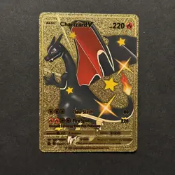Pokemon Charizard V Gold Foil Fan Art Collector Card - Black - 79/73 - 220 HP - Image 1