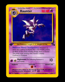 1999 Pokemon HAUNTER Fossil Set 1ST EDITION Non Holo RARE Card 21/62 WotC EX NM - Image 1
