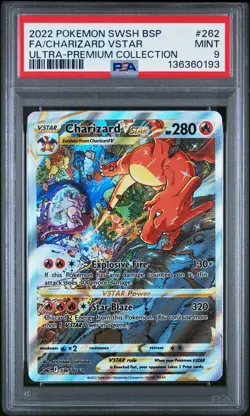 2022 POKEMON SWSH BLACK STAR PROMO #262 FULL ART/CHARIZARD VSTAR PSA 9 - Image 1