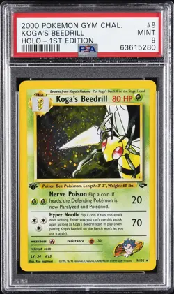 2000 POKEMON GYM CHALLENGE HOLO-1ST ED #9 KOGA'S BEEDRILL PSA 9 - Image 1