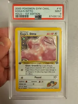 2000 Pokemon 1st Edition Koga’s Ditto Holo Rare Gym Challenge 10/132 PSA 9 Mint! - Image 1