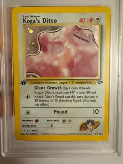 2000 Pokemon 1st Edition Koga’s Ditto Holo Rare Gym Challenge 10/132 PSA 9 Mint! - Image 3