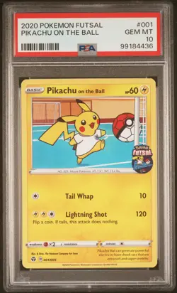 Pikachu On The Ball 001 Futsal Pokemon PSA 10 - Image 1