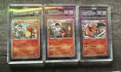 Charmander Charmeleon Charizard Japanese Pokemon PokeKyun TAG 10 GEM MT Set - Image 1