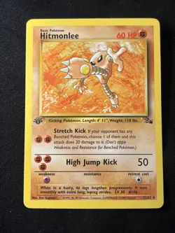 Pokemon Hitmonlee 22/62 Fossil 1st Edition NON HOLO LP - Image 1
