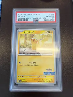2025 POKEMON JPN SV-P PROMO ILLUSTRATION CONTEST 2024 #242 PIKACHU PSA 10 GEM - Image 1
