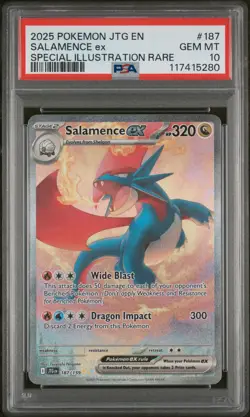 2025 POKEMON JTG EN-JOURNEY TOGETHER #187 SALAMENCE EX PSA 10 - Image 1