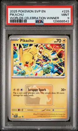 2025 POKEMON SVP EN-SV BLACK STAR PROMO #225 PIKACHU PSA 9 - Image 1
