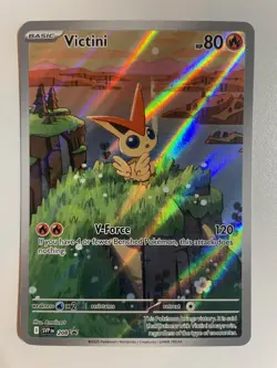 Pokemon TCG: 2025 Black Star Promo Illustration Rare Victini (SVP 208) - Image 1