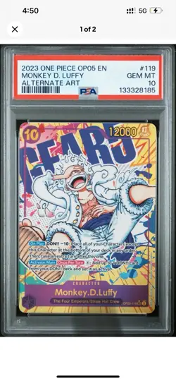 2023 One Peice Alternate Art #119 Monkey D. Luffy PSA 10 GEM MINT - Image 1