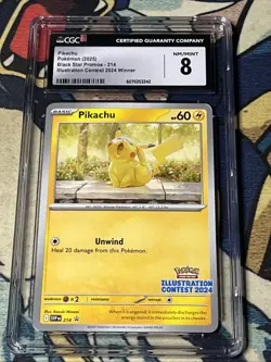CGC NM/Mint 8 Pikachu Pokemon Card #214 Black Star Promo Illustration Contest - Image 1