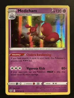 Medicham 073/195 Pokemon Silver Tempest Sword & Shield Holo Rare Card NM - Image 1