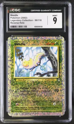 CGC 9 MINT Weedle 2002 Legendary Collection 99/110 Reverse Holo Pokemon Card - Image 1