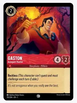 4x Disney Lorcana Gaston Arrogant Hunter 110/204 Common NM Card Regular - Image 2