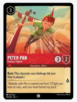 4x Disney Lorcana Peter Pan Fearless Fighter 119/204 Common NM Card Regular - Image 2