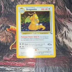 Pokemon TCG Dragonite Fossil Holo Rare Card 4/62 100 HP English 1999 - Image 1